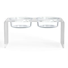 Modern Acrylic Glass Bowl Feeders, Standard Style, Double Bowl