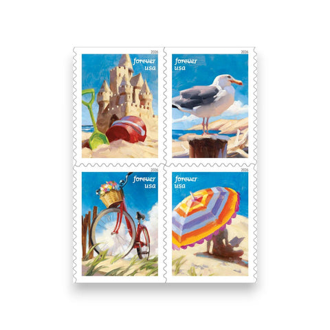 2026 A Day at the Beach Forever Postage Stamps First-Class Postage Booklet