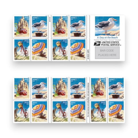 2026 A Day at the Beach Forever Postage Stamps First-Class Postage Booklet