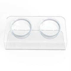 Modern Acrylic Glass Bowl Feeders, Angled Style, Double Bowl