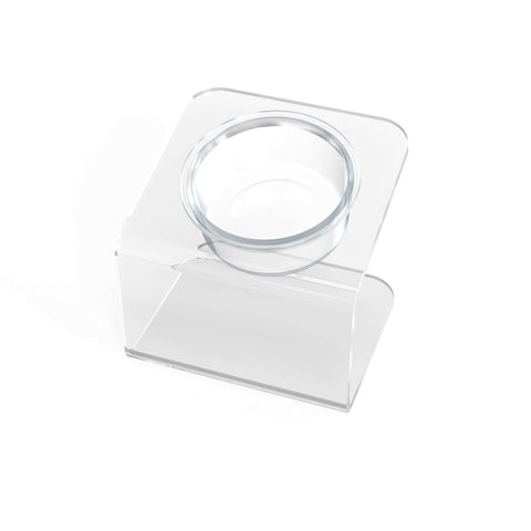 Modern Acrylic Glass Bowl Feeders, Angled Style, Single Bowl