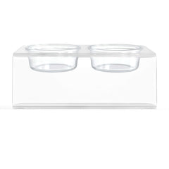 Modern Acrylic Glass Bowl Feeders, Angled Style, Double Bowl