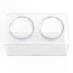 Modern Acrylic Glass Bowl Feeders, Angled Style, Double Bowl