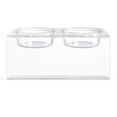 Modern Acrylic Glass Bowl Feeders, Angled Style, Double Bowl